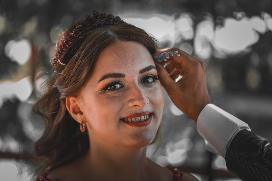 bride smiling during a one-on-one consultation with a stylist