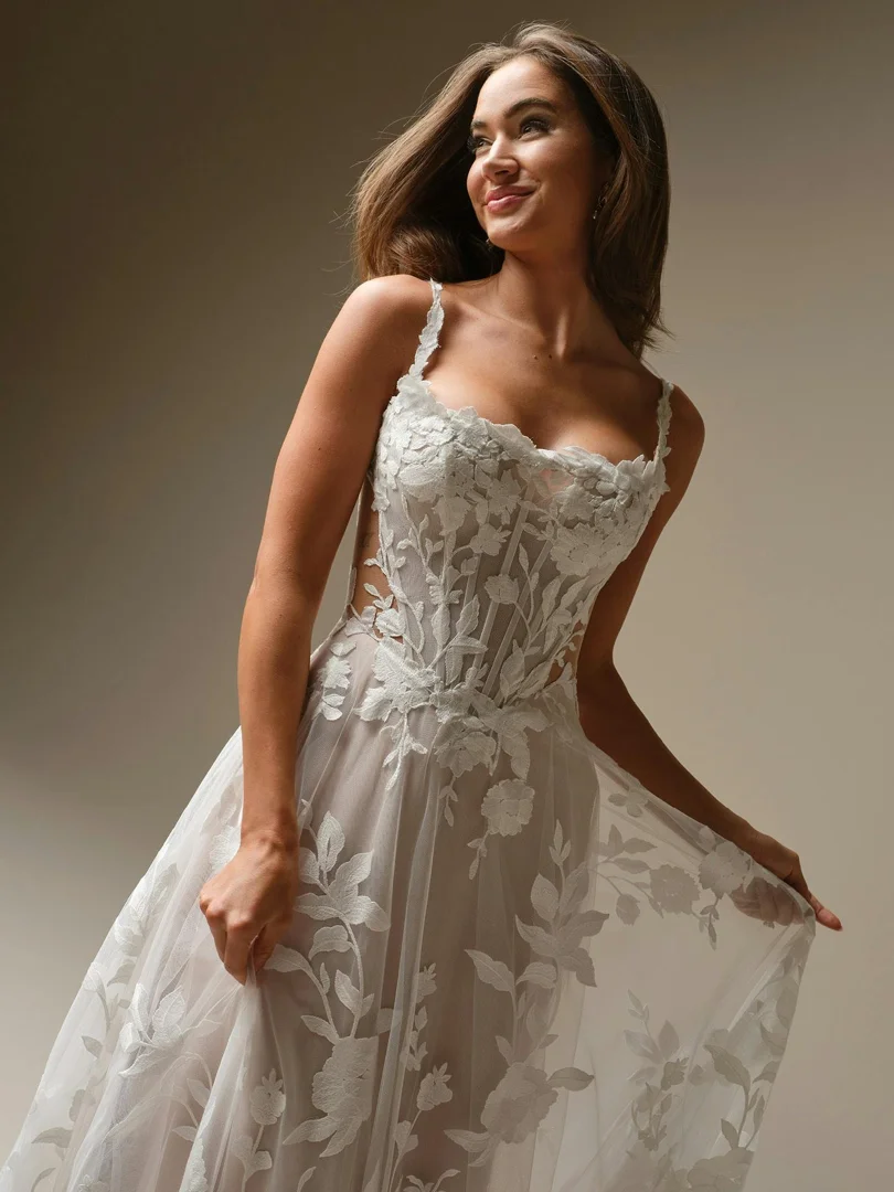woodland fairy wedding dress bride in enchanted forest setting