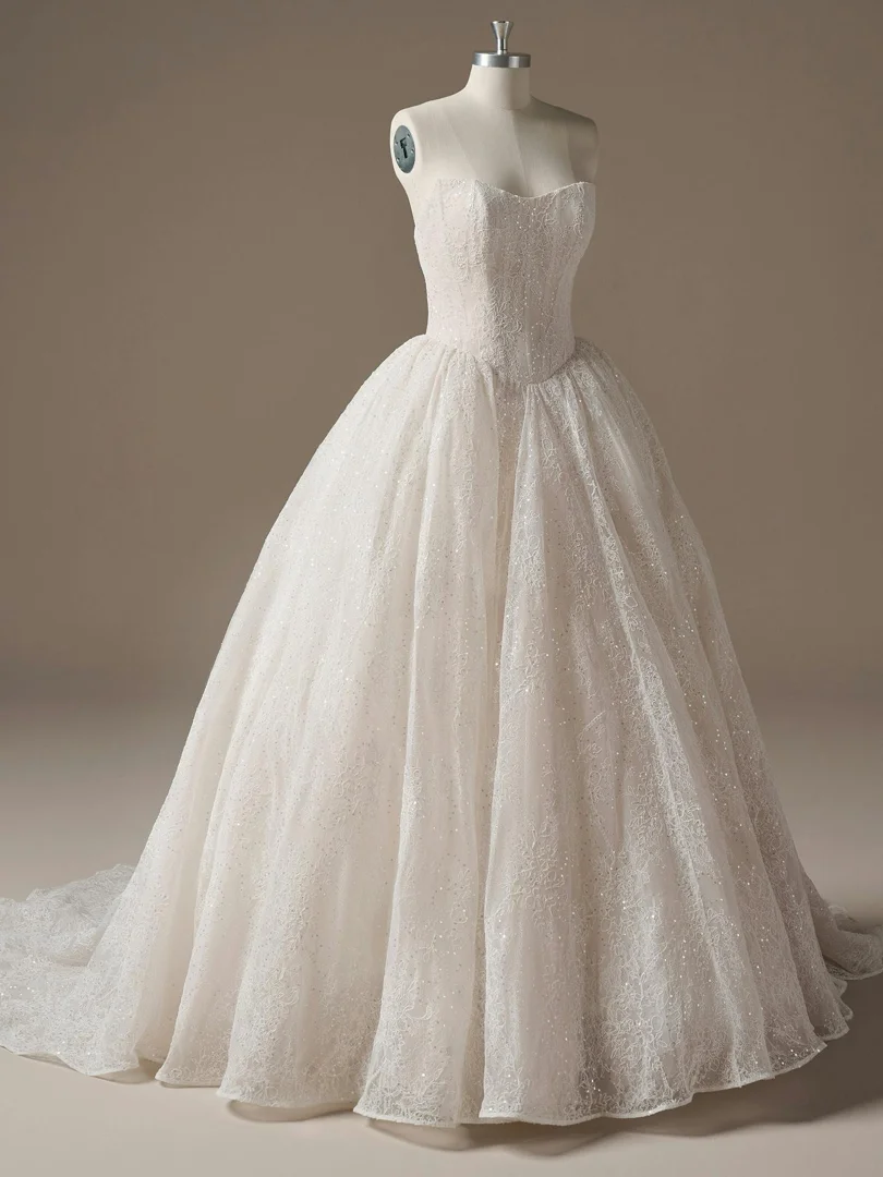 Pronovias Privee Sparkle fit and flare wedding dress in glitter tulle